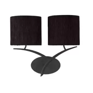 image of Eve Wall Lamp Switched 2 Light E27, Anthracite with Black Oval Shades