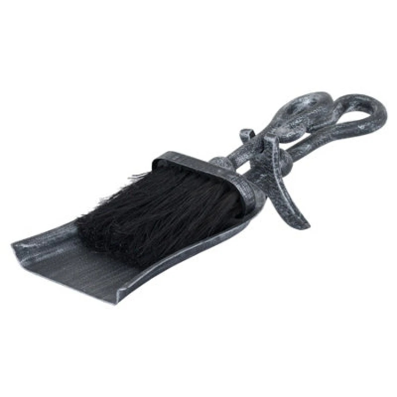 Image of Silver Brushed Steel Crook Top Hearth Tidy Set