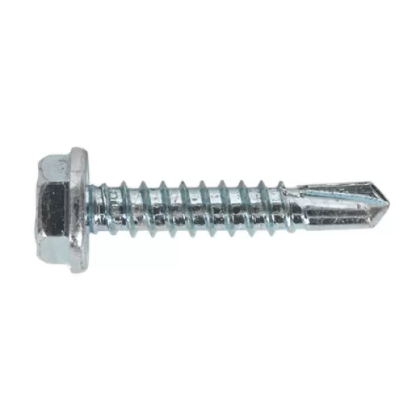 image of Sealey SDHX4825 Self Drilling Screw 4.8 x 25mm Hex Head Zinc DIN 7504K