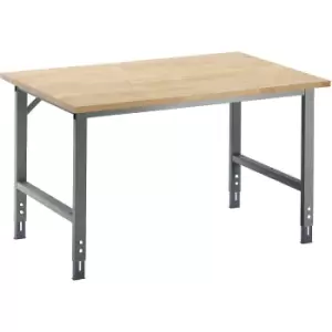 Image of RAU Work table, height adjustable, 760 - 1080 mm, solid beech worktop, WxD 1500 x 800 mm, metallic charcoal