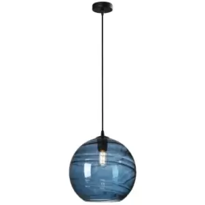 image of Schuller Geos Dome Pendant Ceiling Light Matt Black, Dark Blue, E27