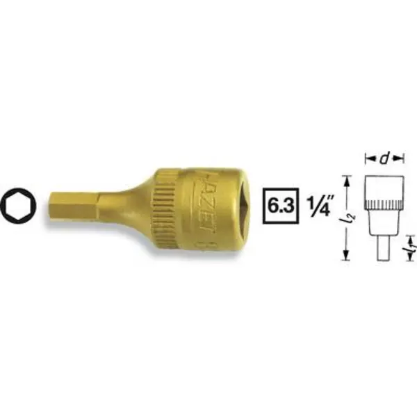 Image of Hazet 8501 8501-4 Allen Bit 4mm 1/4 (6.3 mm)