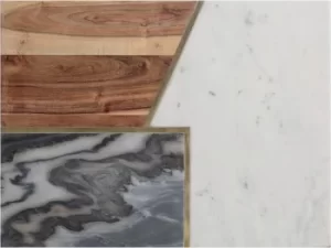 Image of Typhoon Elements Acacia wood, Marble and Stone Serving board, 39.5cm