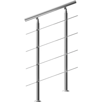 image of Banisters Stainless Steel Indoor and Outdoor Handrail Railing Balustrade Balcony 80 cm, 4 crossbars - Monzana