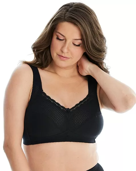 image of Miss Mary Diamond Cotton Bra Black