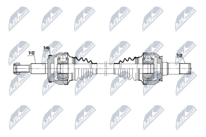 Image of NTY NPW-CH-157 Drive shaft Automatic Transmission, Rear Axle Left Drive Shaft (13)