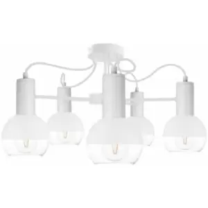 Image of Keter Arne Multi Arm Semi Flush Ceiling Light White, 60cm, 5x E27
