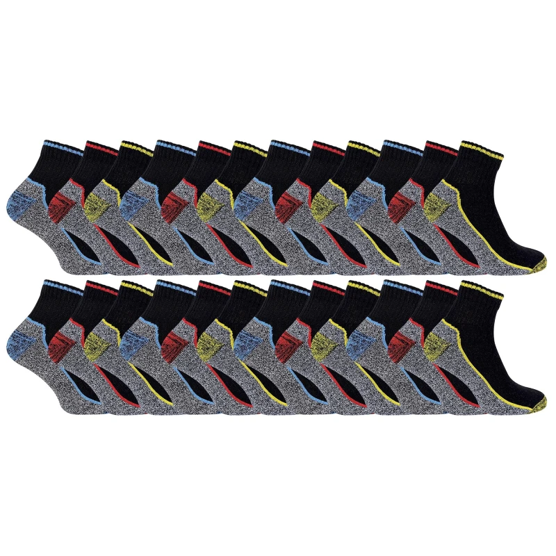 Image of Sock Snob Sock Snob Men 24 Pairs Multipack Short Breathable Bamboo Work Socks in Black Size: 6-11 Black 6-11 Male 5056632630318