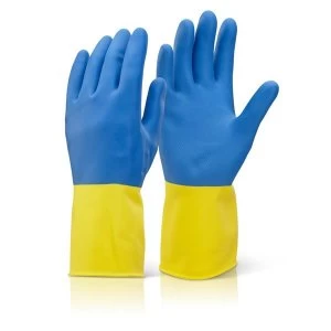 Click2000 Two Colour Heavyweight Glove YellowBlue S Ref BCYBS Pack 10