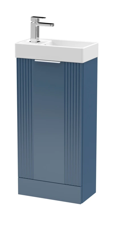 Image of Balterley Retro Floor Standing Bathroom Vanity Basin Unit - 400mm - Satin Blue Blue Unisex