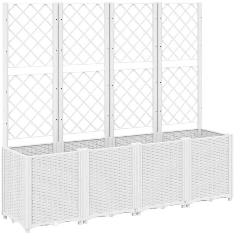 Image of VIDAXL Garden Planter with Trellis White 160x40x140cm pp Vidaxl 8721012410817