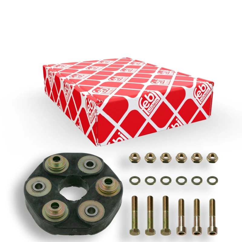 Image of FEBI BILSTEIN 01501 Drive Shaft Coupler ProKit with washers, with nuts, Front, Ø: 140mm, Bolt Hole Circle Ø: 90mm Joint,propeller shaft (1427)