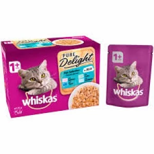 Whiskas 1+ Pure Delight Fishy and Meaty Selection Cat Food 12 x 85g