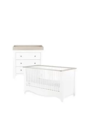 image of Cuddleco Clara 2Pc Set 3 Drawer Dresser And Cot Bed Driftwood Ash