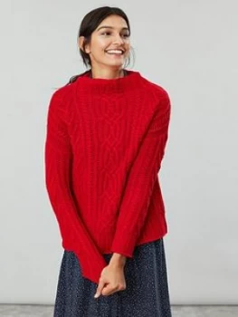 image of Joules Jamie Cable Knit Jumper - Red