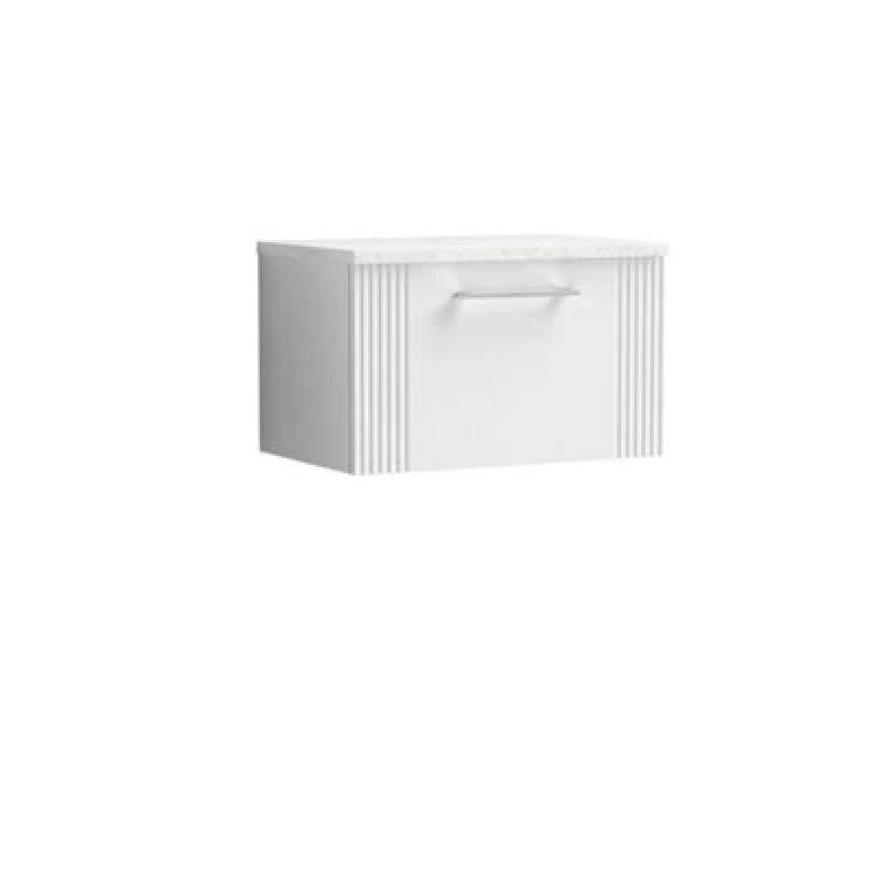 Image of Balterley 1 Drawer Wall Hung Vanity Sparkle White Laminate Worktop White 600mm White