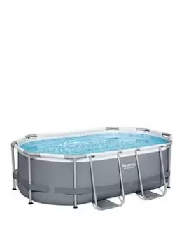 image of Bestway 10' X 6'7" X 33" Power Steel Oval Frame Pool Set