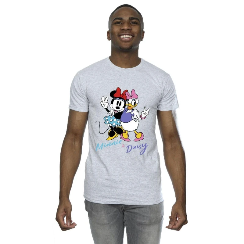 Image of Disney Men Minnie Mouse And Daisy T-Shirt in Grey Size: Small Grey S Male 5063153625631