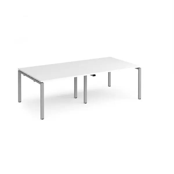 image of Adapt Rectangular Office Boardroom Silver Frame Meeting Table - 2400mm - white