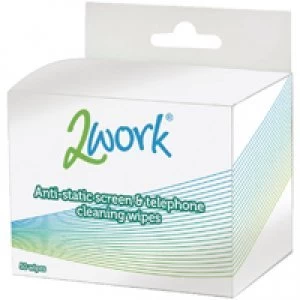 image of 2Work Anti-Static Screen and Telephone Wipes Pack of 50 DB50342