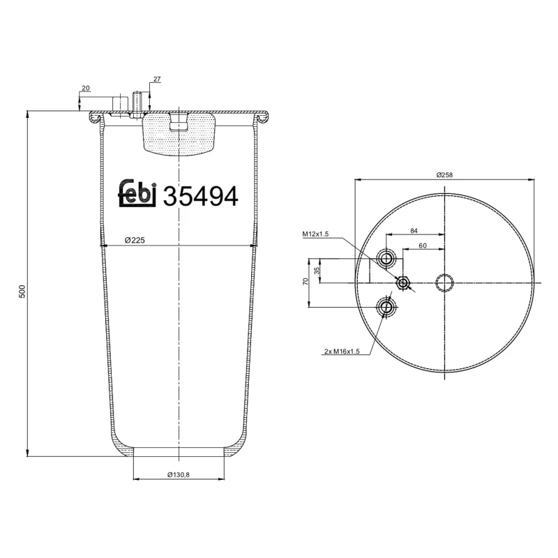 Image of FEBI BILSTEIN 35494 Boot, air suspension Rear Axle Right Boot,air suspension (324)