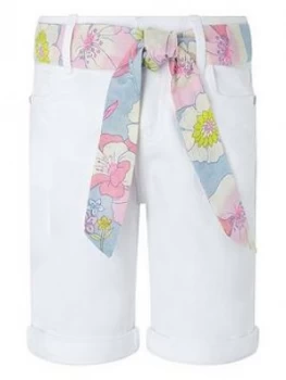 Image of Monsoon Girls Dawn Denim Short - White, Size Age: 9 Years, Women