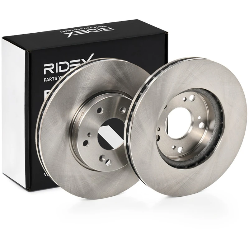 Image of RIDEX 82B0525 Brake disc Front Axle, Vented, Cast Iron, Uncoated, Untreated, without bolts/screws Cast Iron Brake Disc (82)