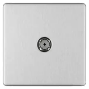 Image of Bg Brushed Steel 1 Gang Coaxial Socket - Screwless Flatplate - 286904