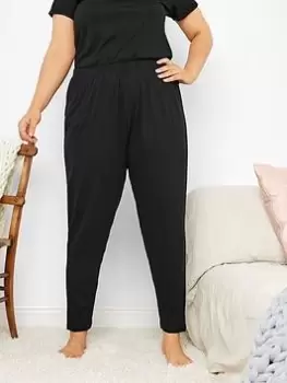 image of Yours Tapered PJ Pant - Black, Size 14-16, Women