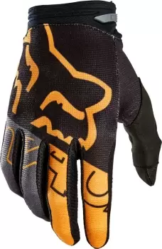 Image of FOX 180 Skew Youth Motocross Gloves, black-gold, Size L, black-gold, Size L