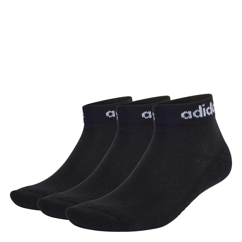 Image of adidas Think Linear Ankle Socks 3 Pairs - Black 4 -8