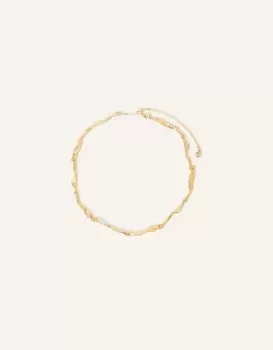 Image of Accessorize Womens 14ct Gold-Plated Molten Station Necklace