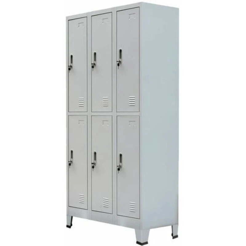 Image of vidaXL Locker Cabinet with 6 Compartments Steel Grey Storage Unit Organiser