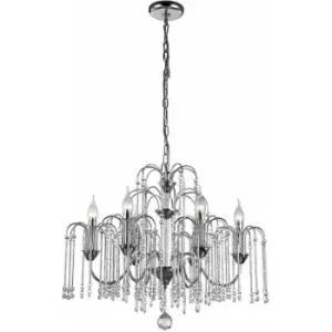 Image of Impex Bette 6 Light Chrome 6 Arm Chandelier