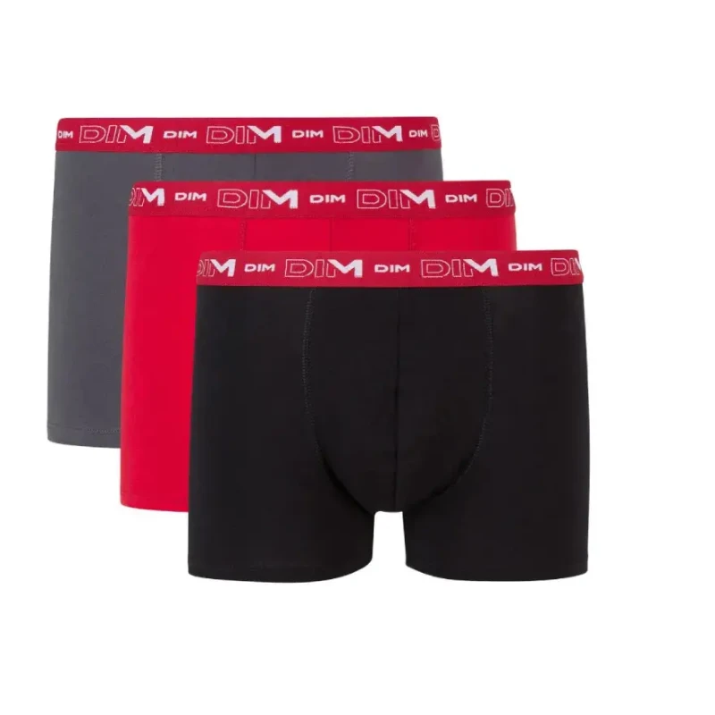 Image of Dim Pack of 3 Stretch Cotton Hipsters grey + red + Black Men XL;L;M