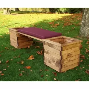 Image of Charles Taylor Deluxe Planter Bench with Cushion, Burgundy