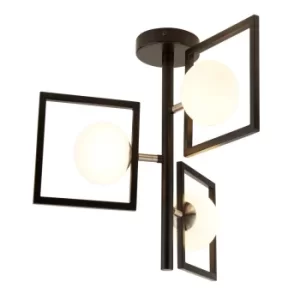 Image of 3 Light Pendant Matt Black And Opal