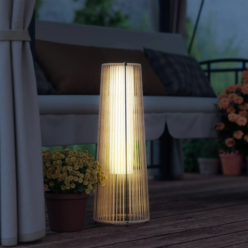 Image of OUTSUNNY Garden Solar Powered Lights Woven Wicker Lantern Auto On/Off, Beige Beige Unisex