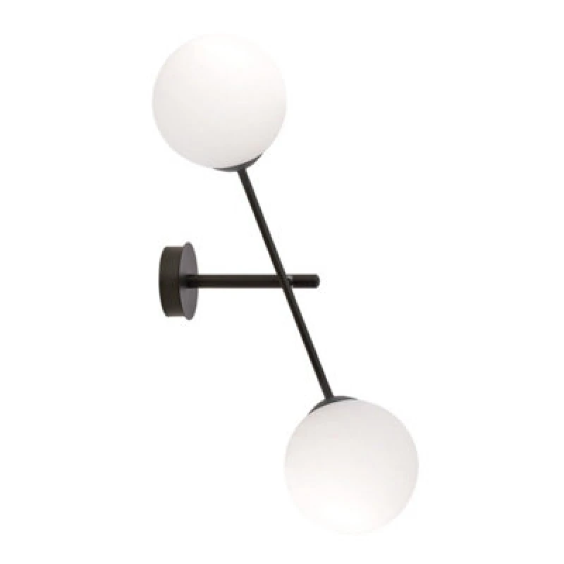 Image of Emibig Lighting Emibig Linear Wall Lamp 2 X E14 Black With White Shade