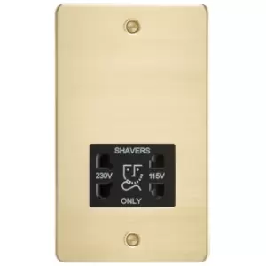 Image of KnightsBridge Flat Plate 115/230V dual voltage shaver socket - brushed brass with Black insert