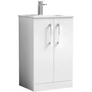 Arno Gloss White 500mm 2 Door Vanity Unit with 18mm Profile Basin - ARN101B - Gloss White - Nuie