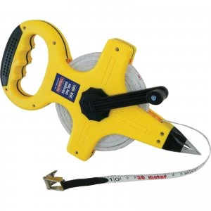 Image of Faithfull Open Frame ABS Fibreglass Long Tape Imperial & Metric 100ft / 30m 13mm