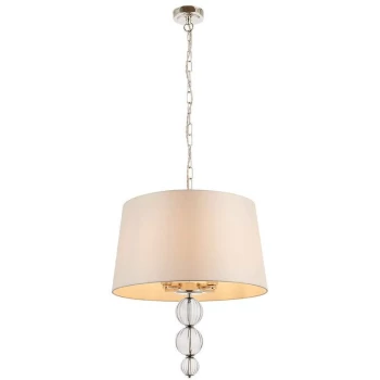 Image of Interiors 1900 Lighting - Interiors Darlaston - 4 Light Ceiling Pendant Polished Nickel with Single Marble Silk Shade, E14