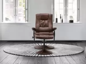Image of Birlea Memphis Tan Faux Leather Swivel Chair and Footstool