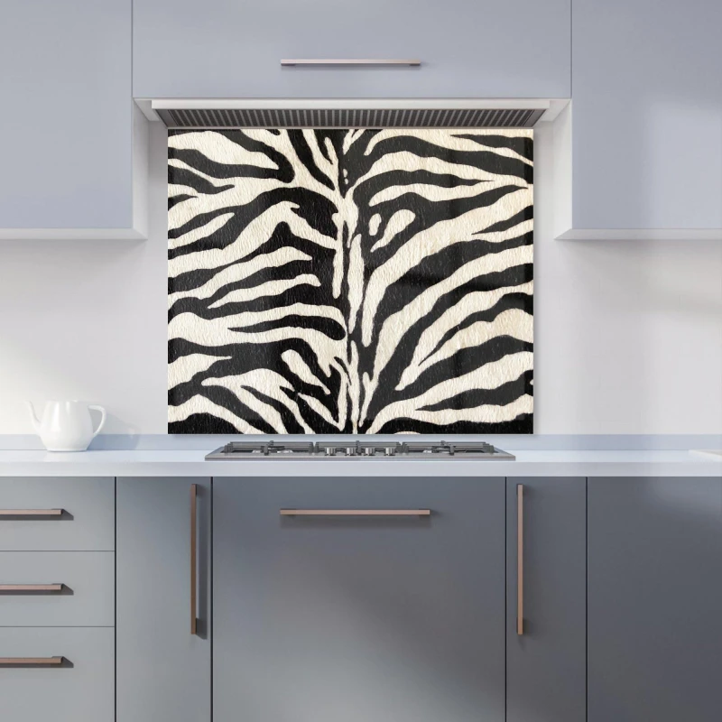 Image of Warren Reed - Designer White Tiger Print Kitchen Splashback in Black Size: 600mm x 650mm Black Unisex 600mm x 650mm
