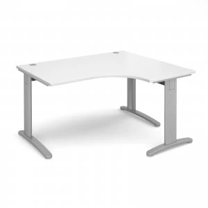 image of TR10 Deluxe Right Hand Ergonomic Desk 1400mm - Silver Frame White Top