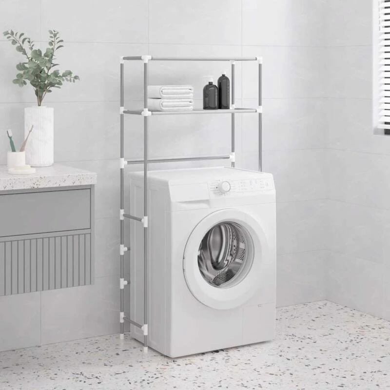 Image of vidaXL 2-tier Storage Rack Over Toilet Blue 56X30X170cm Iron, Blue 343144