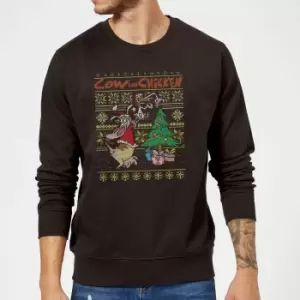 Image of Cow and Chicken Cow And Chicken Pattern Christmas Jumper - Black - 5XL