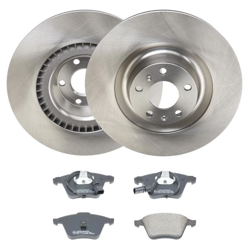 Image of RIDEX 3405B2093 Brake disc and pads set Front Axle, Brake Disc Type: Vented, with integrated wear sensor Brake Set,disc brakes (3405)