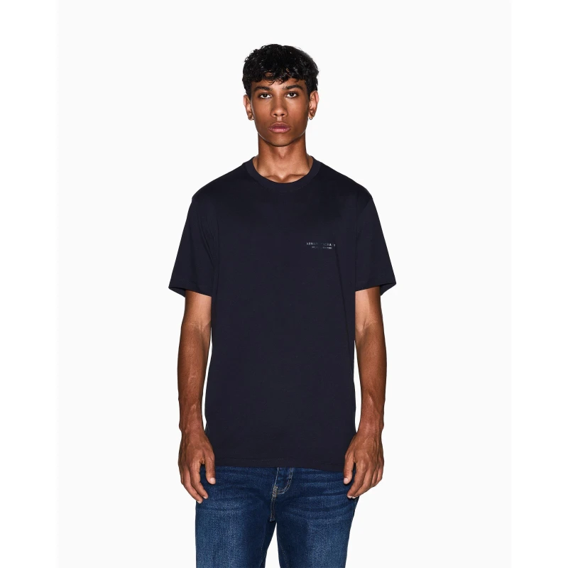 Image of Armani Exchange Raised Brand T-Shirt Deep Navy S